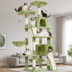 Gitelsnour cat tree shows large base with anti-tip straps for added stability.