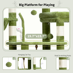 Gitelsnour cat tree sisal posts and rope in green, ideal for scratching and play.
