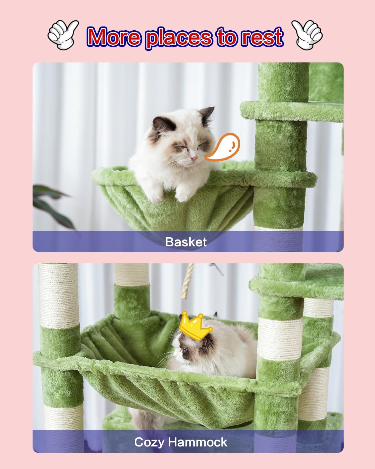 Gitelsnour cat tree with sisal posts for satisfying scratching outlets.