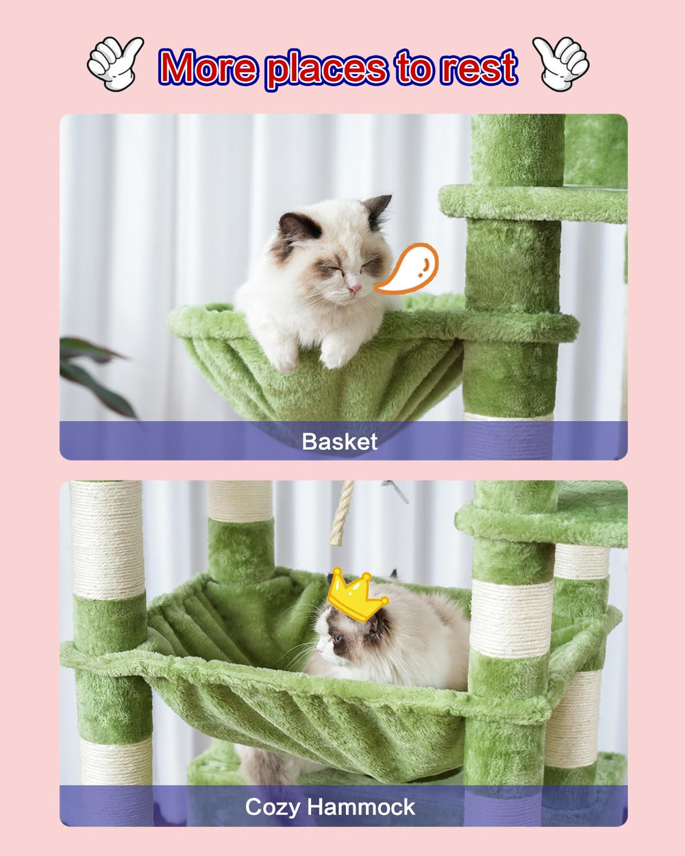Gitelsnour cat tree with sisal posts for satisfying scratching outlets.