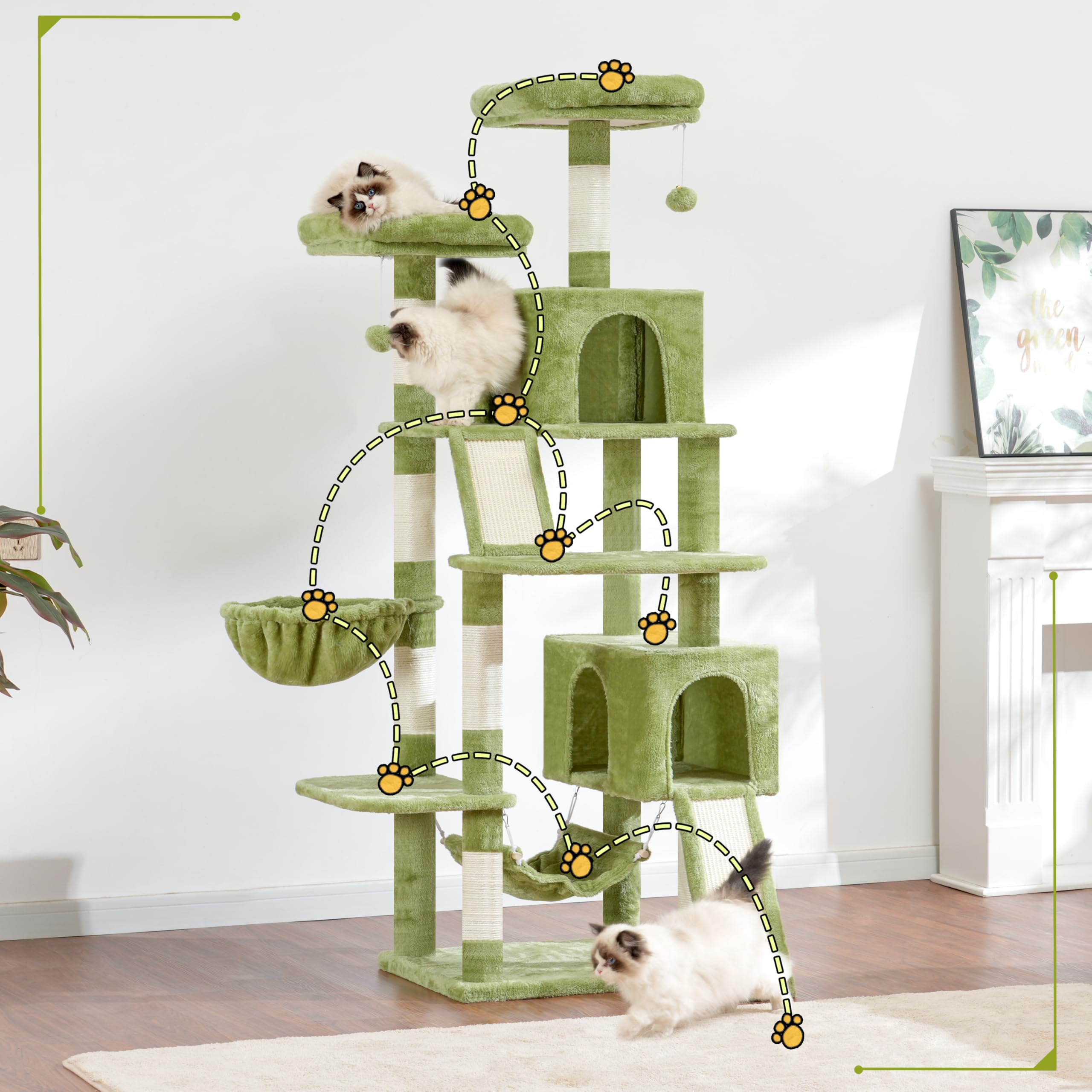 Gitelsnour cat tree features two independent sisal scratching boards for natural claw care.