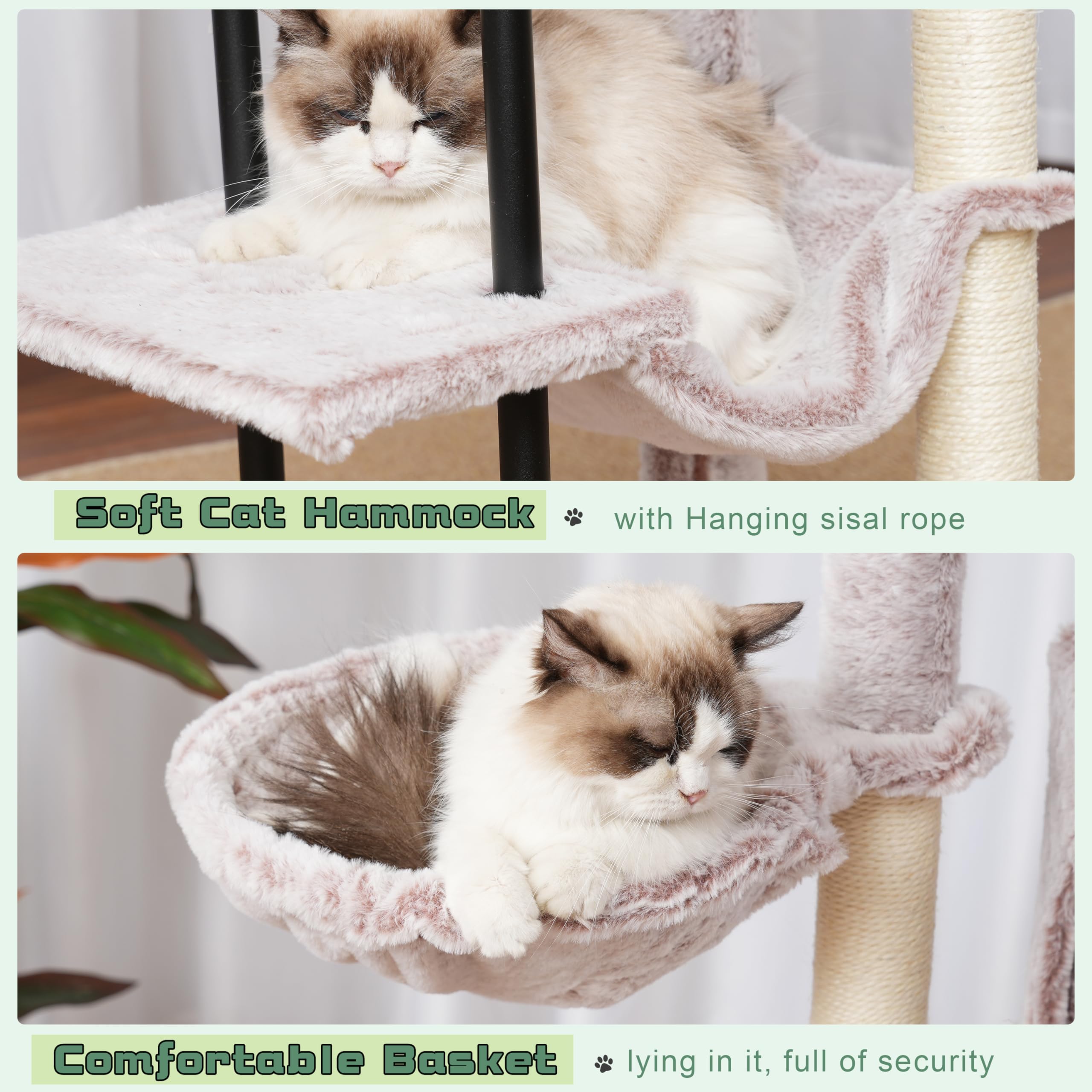 Gitelsnour cat tree plush fabric creates soft, comfy surfaces.