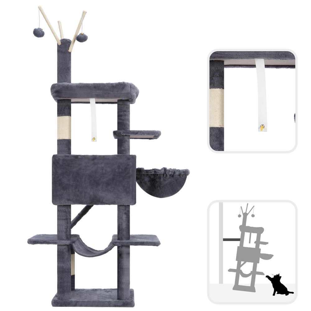 Gitelsnour cat tree plush-wrapped posts deliver soft texture for paws and lounging.