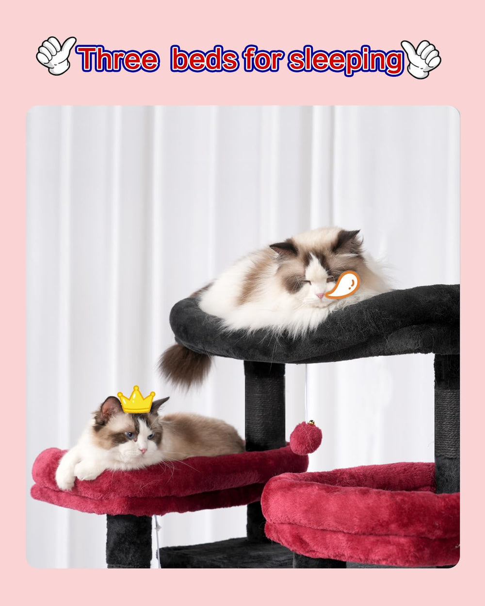 Gitelsnour cat tree spacious baskets invite safe napping and cozy nesting.