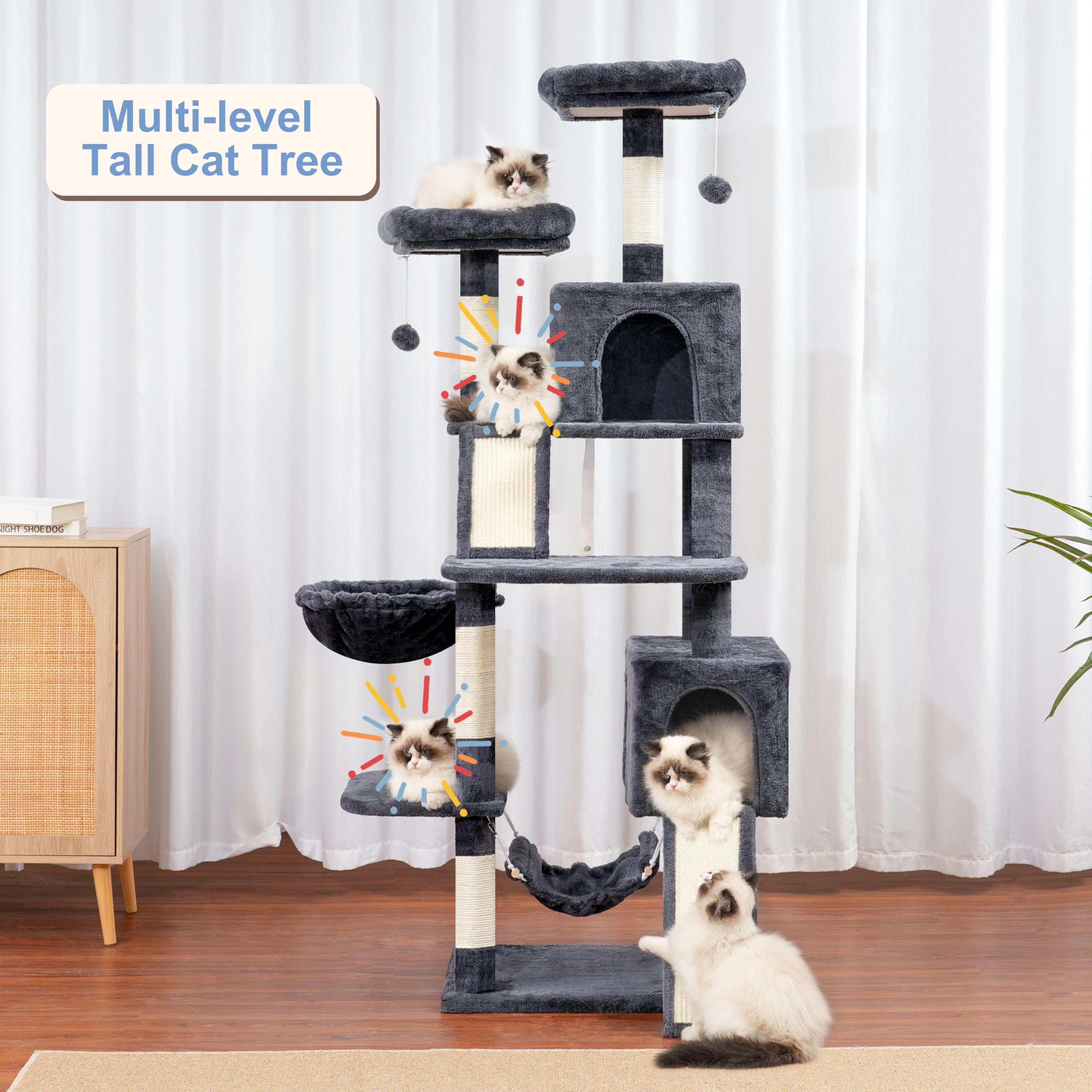 Gitelsnour cat tree suspended fur balls offer interactive play