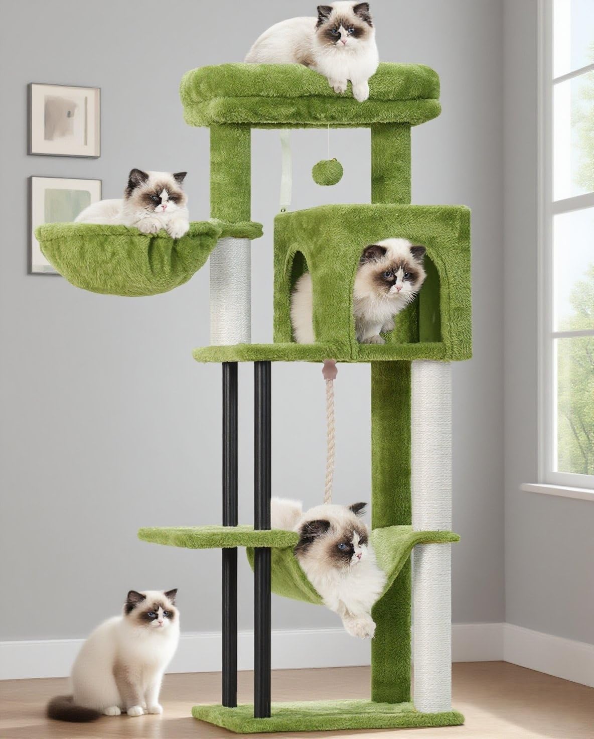 Gitelsnour cat tree top platform offers a spacious rest for indoor cats.