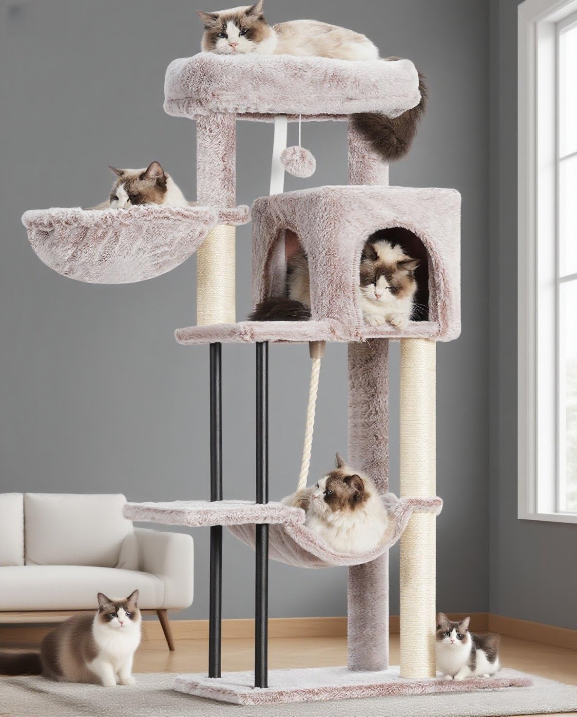 Gitelsnour cat tree top platform lounging space for indoor cats.