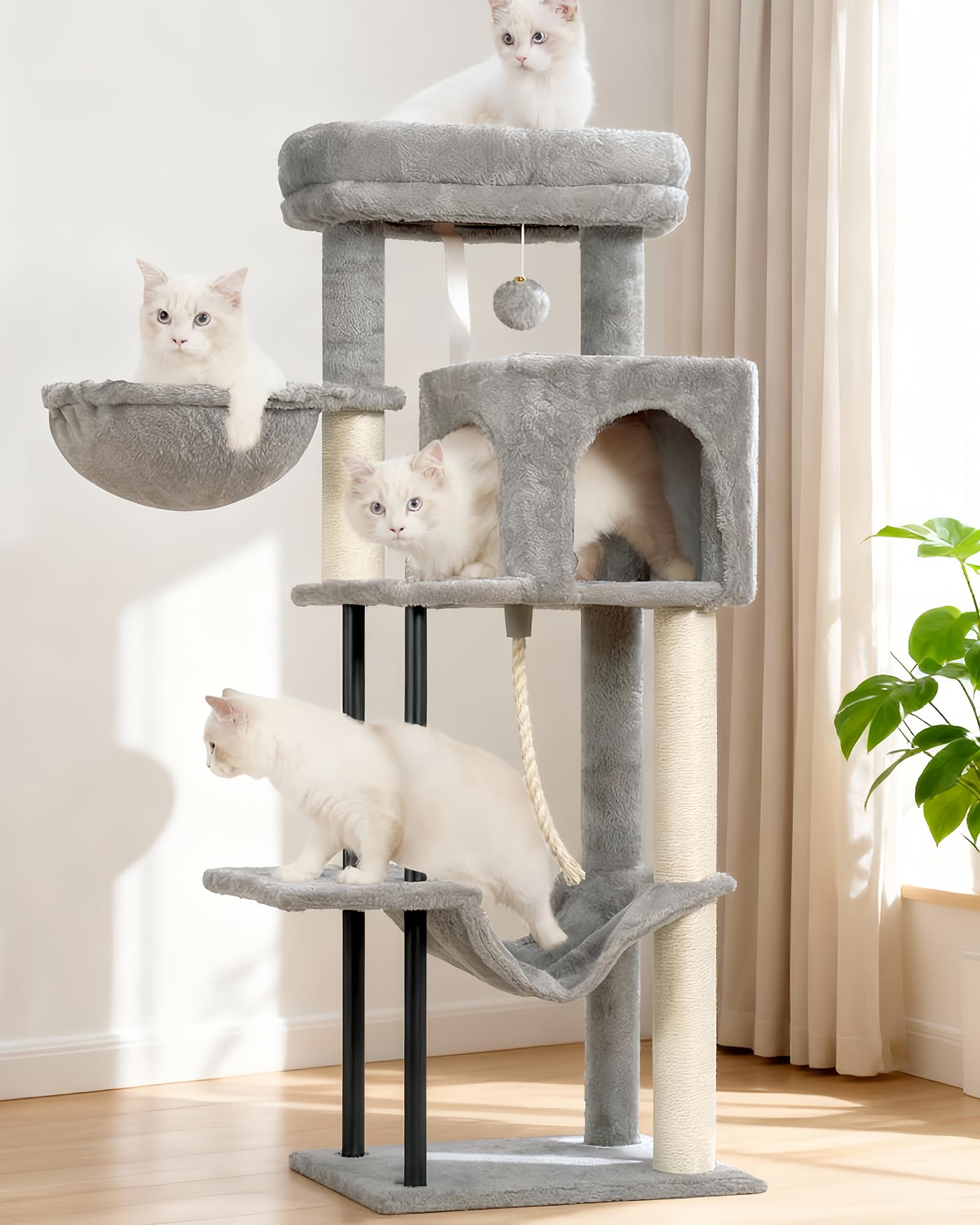 Gitelsnour cat tree top platform provides a roomy perch for small cats.