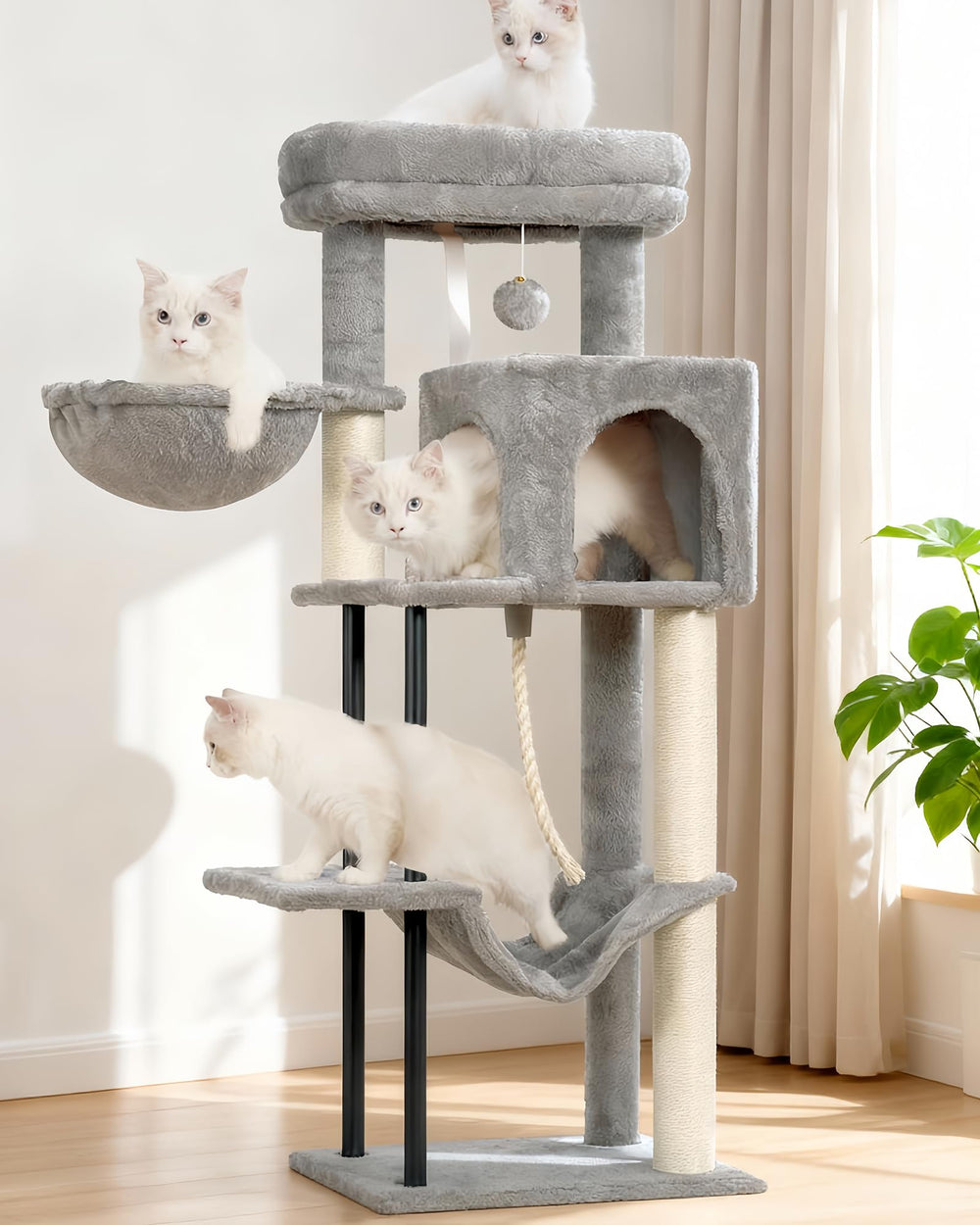 Gitelsnour cat tree top platform provides a roomy perch for small cats.