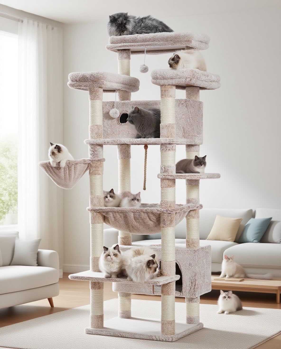 Gitelsnour cat tree top platforms provide tall perches for observation and lounging.