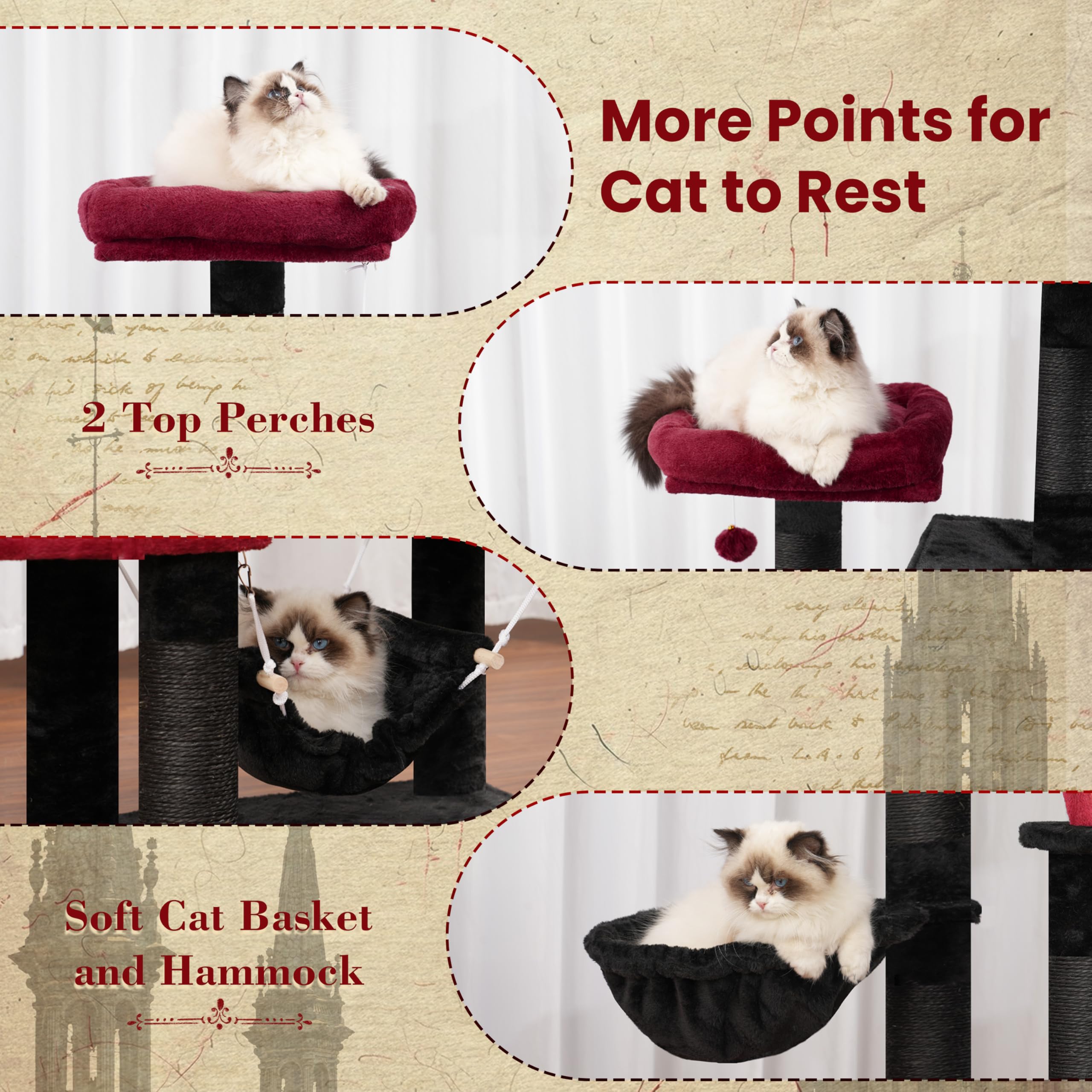 Gitelsnour cat tree top platforms offer elevated vantage points.