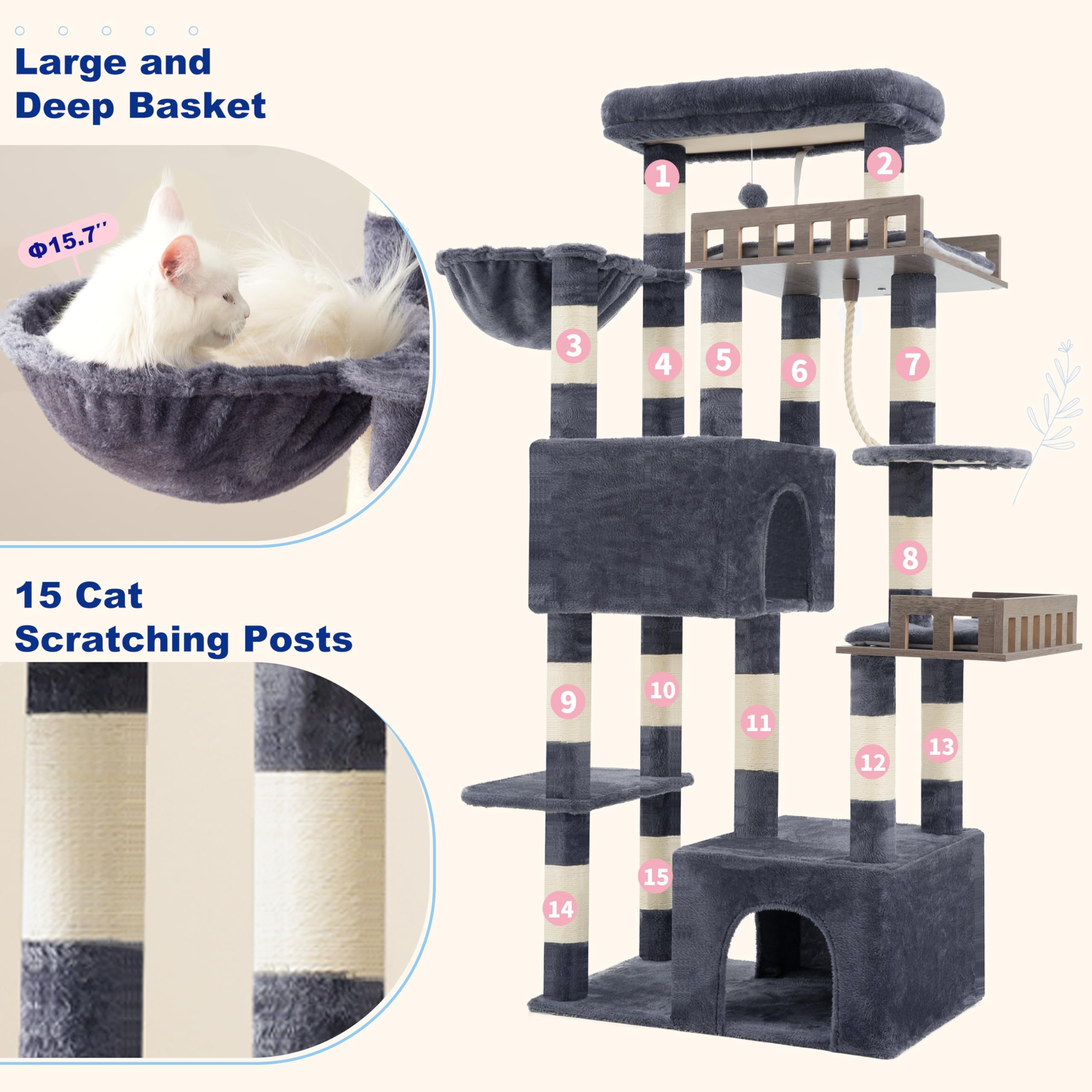 Gitelsnour cat tree features two large cat condos for rest