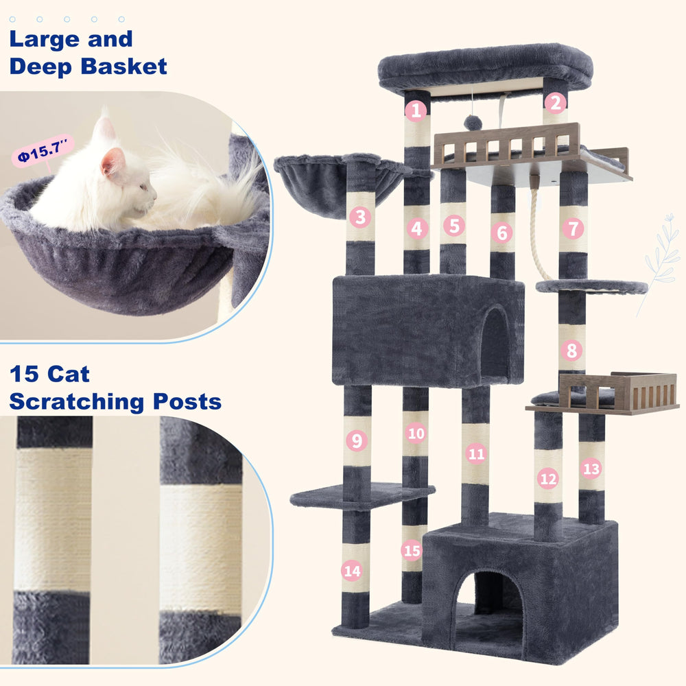 Gitelsnour cat tree features two large cat condos for rest