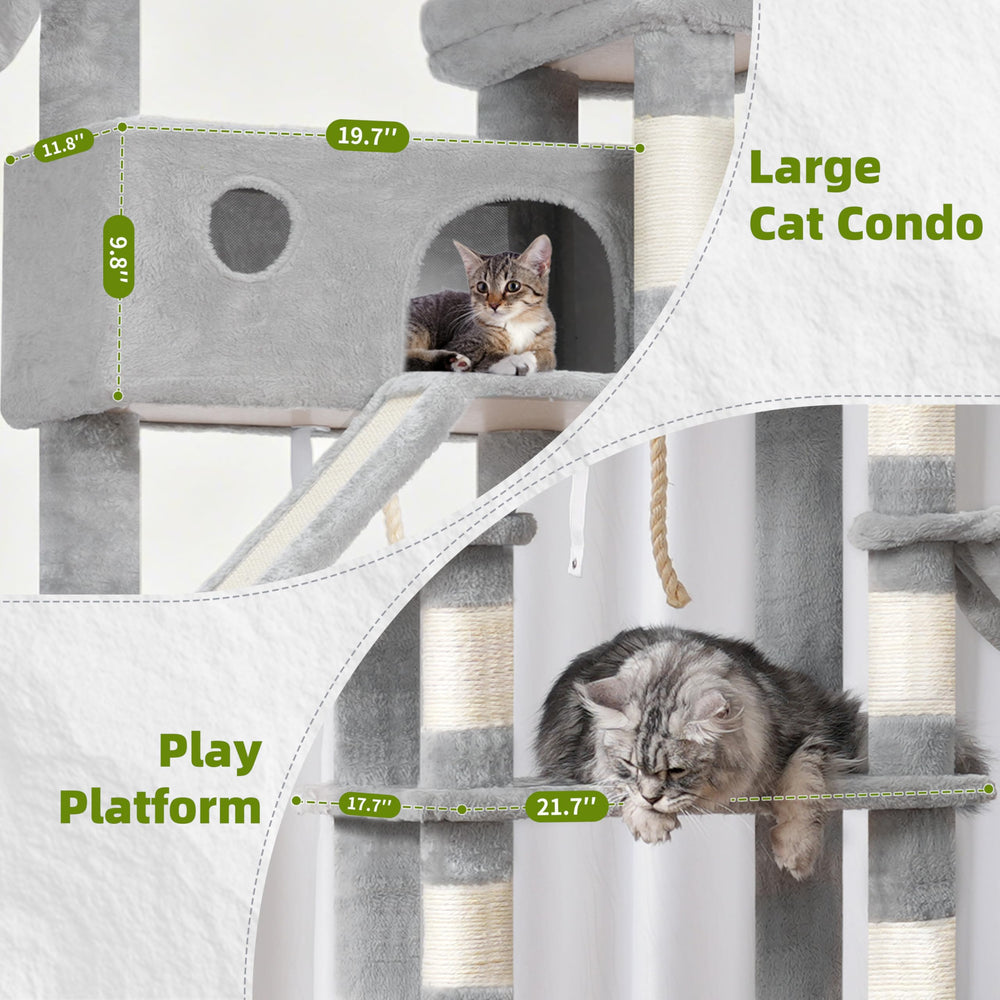 Gitelsnour cat tree two platforms encourage climbing and multi-cat interaction.