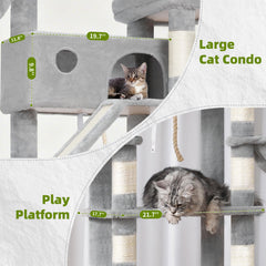 Gitelsnour cat tree two platforms encourage climbing and multi-cat interaction.