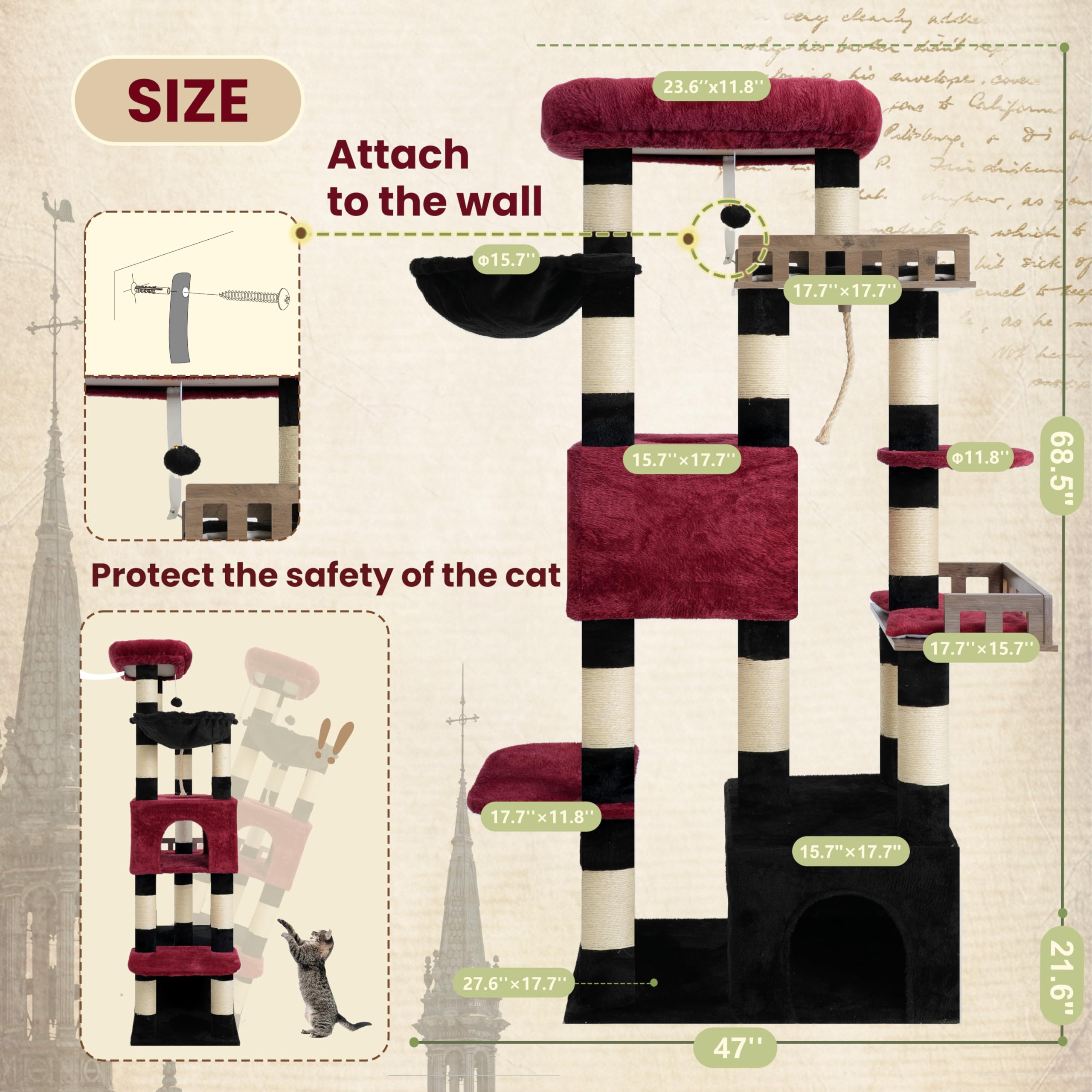 Gitelsnour gothic black cat tree adds stylish focal point and enrichment