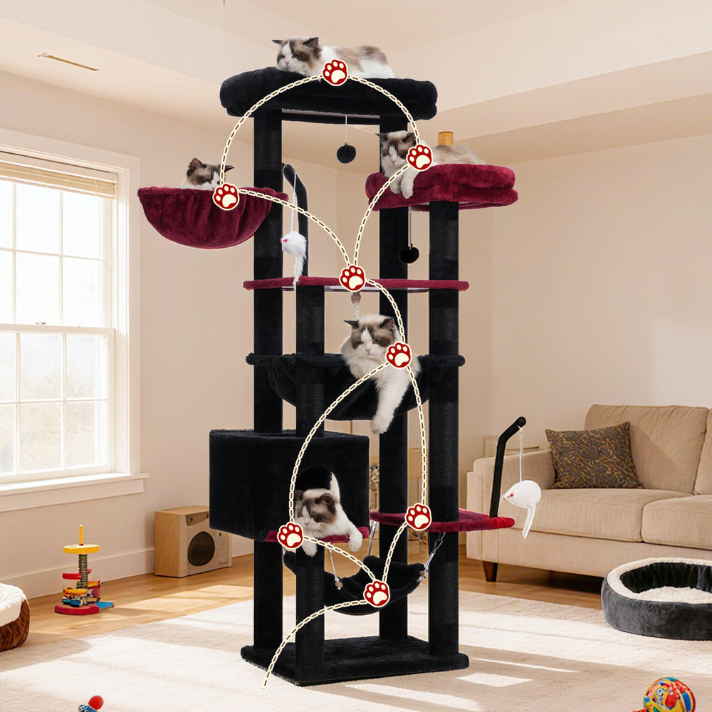 Gitelsnour Gothic Cat Tree 63-inch height suits multi-cat homes.
