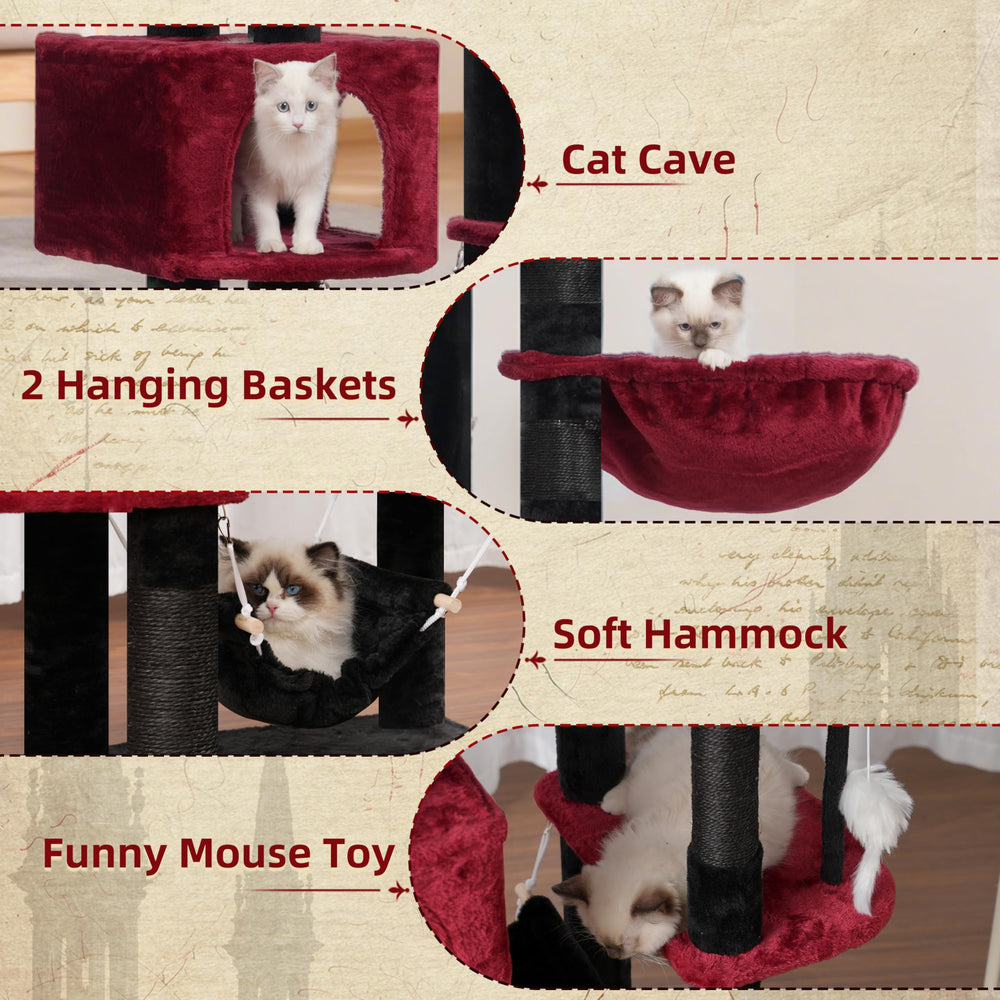 Gitelsnour Gothic Cat Tree anti-tip bars enhance safety during play