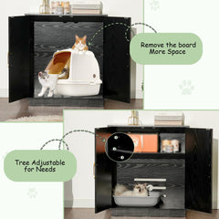 Gitelsnour Litter Box Enclosure adjustable entrance enables left or right orientation.