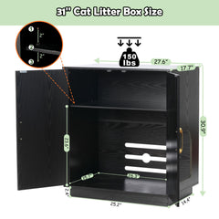 Gitelsnour Litter Box Enclosure hidden shelf keeps litter tools neatly out of sight.
