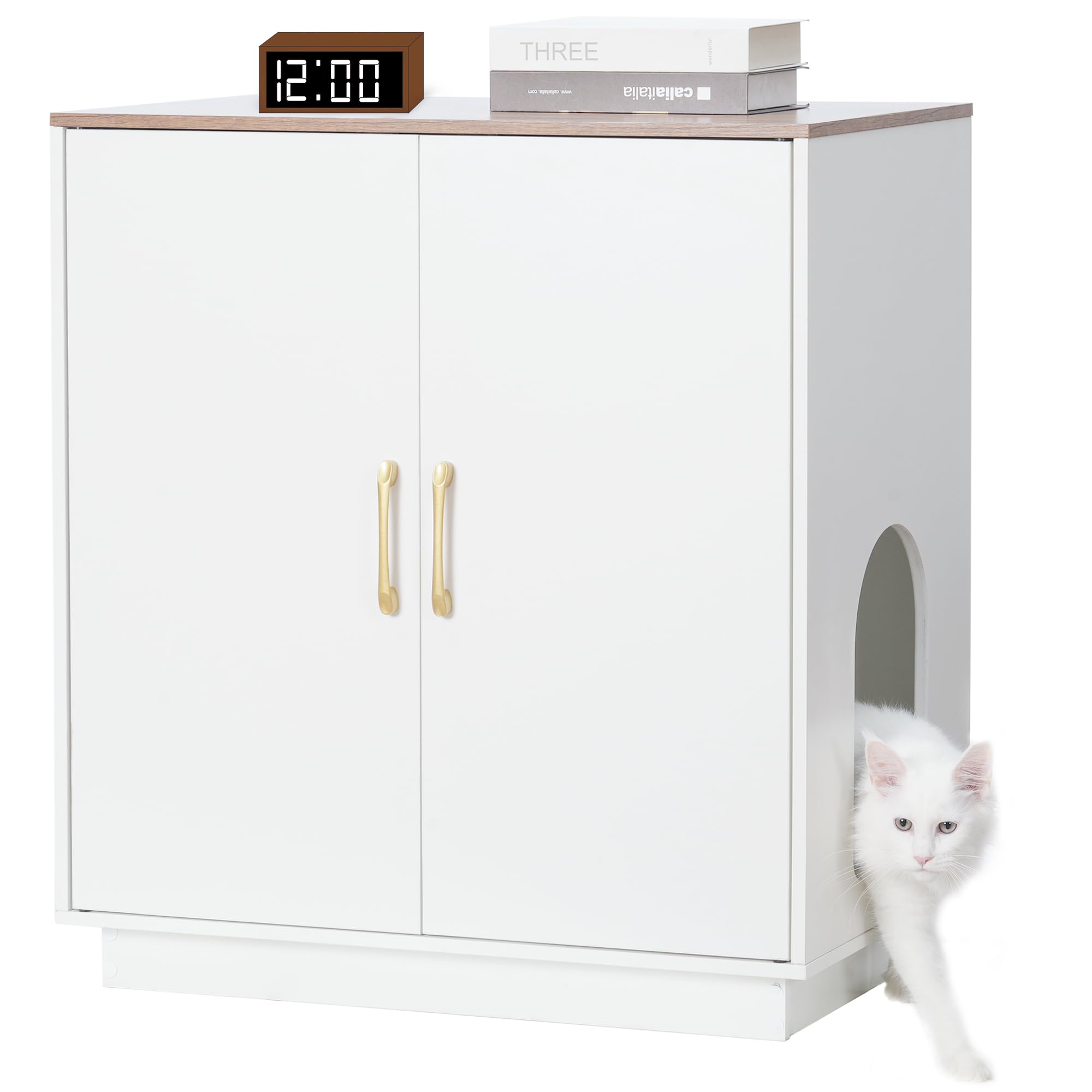 Gitelsnour Litter Box Enclosure front view showing spacious size and odor containment potential