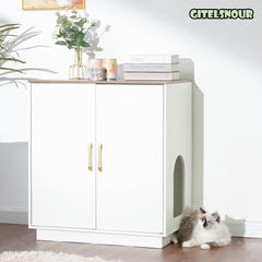 Gitelsnour Litter Box Enclosure interior reveal fits larger litter boxes and keeps cleanup simple