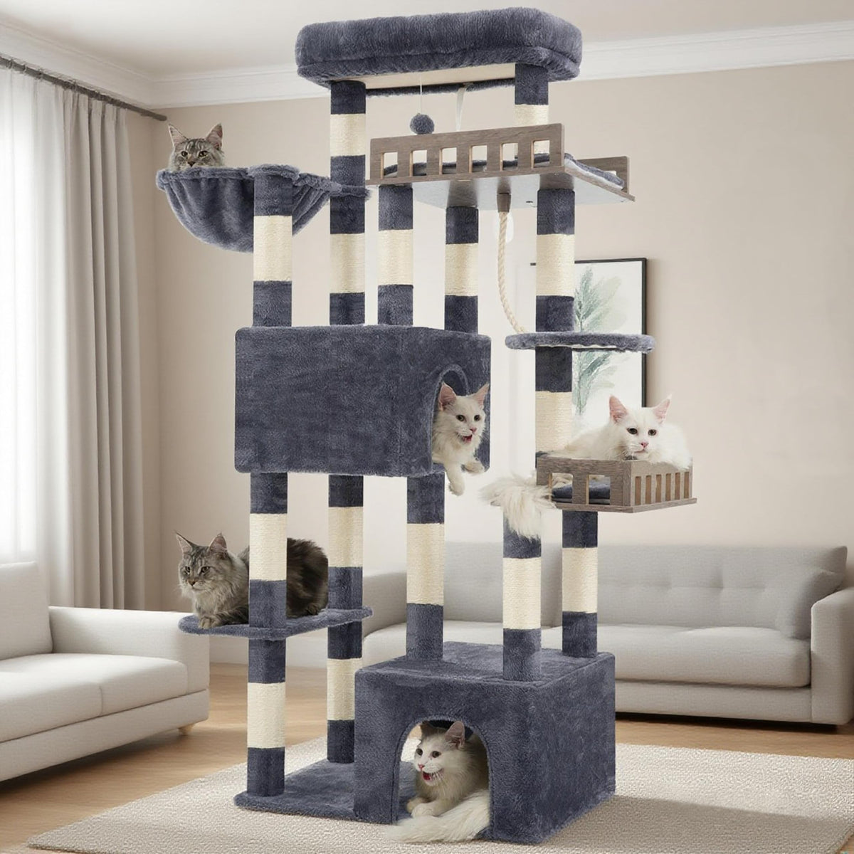 Gitelsnour Maine Coon Cat Tree base stability supports multi-cat play