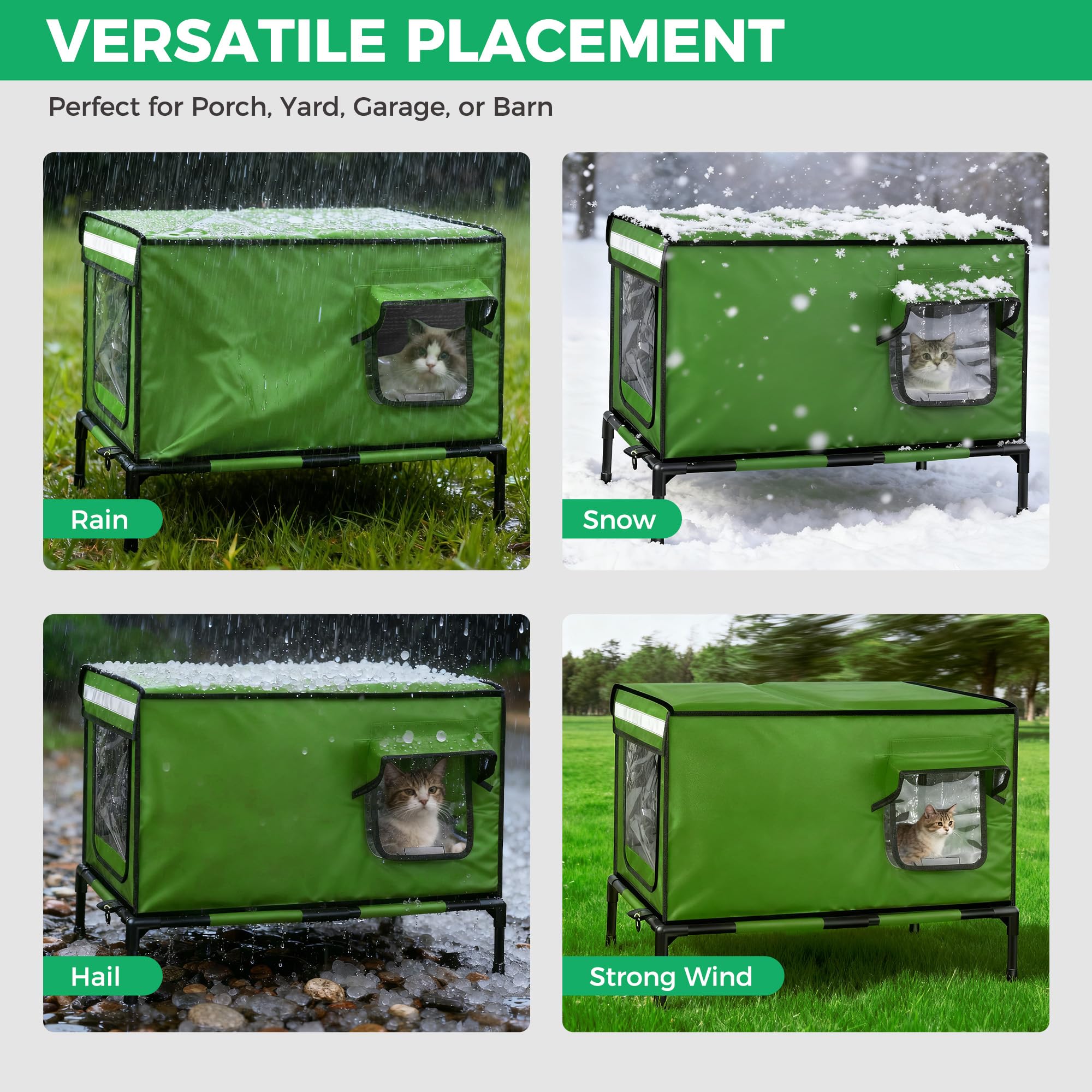 GIVFOZAY heated-cat-house-removable-feet shows removable feet to isolate moisture and simplify setup.