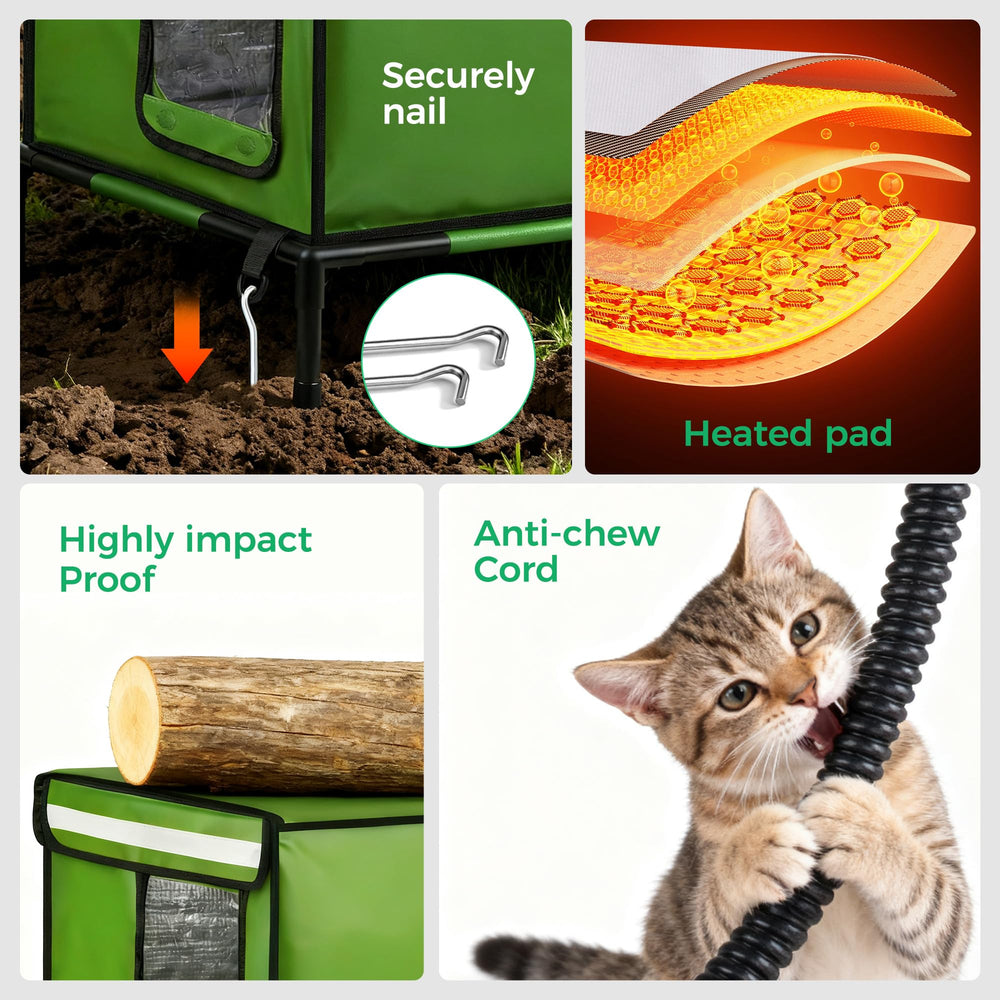 GIVFOZAY outdoor-cat-house-ground-legs elevates shelter to avoid moisture and cold transfer.