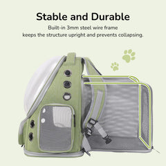 GixDix cat backpack 600D Oxford fabric durable construction for rugged travel.
