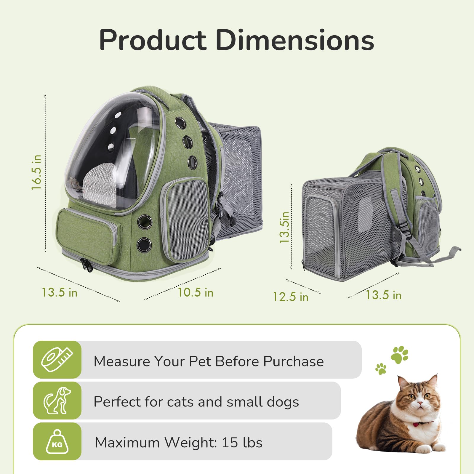 GixDix cat backpack bubble window provides a clear view to reduce stress during outings.