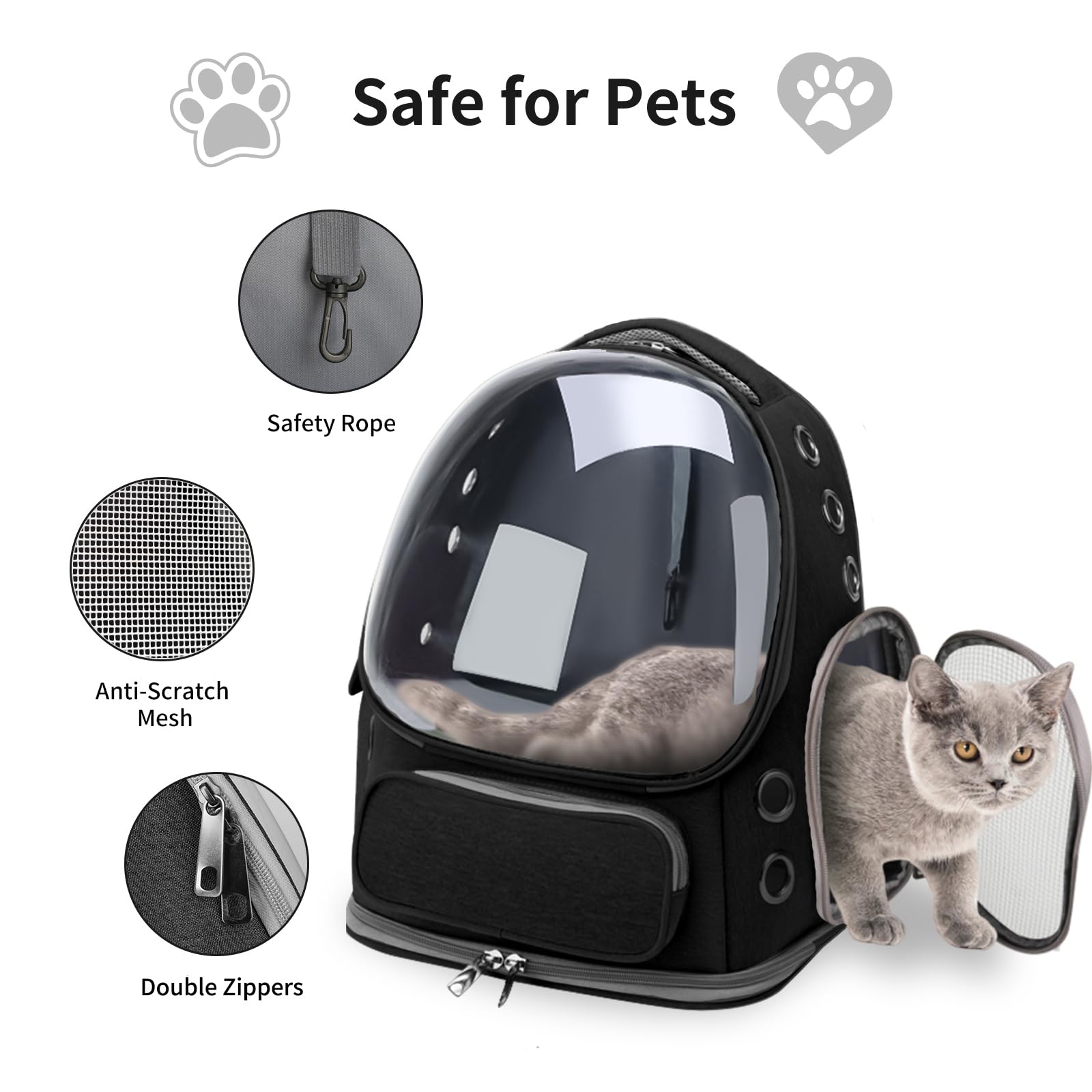 GixDix cat backpack carrier safety leash keeps your pet secure during transit