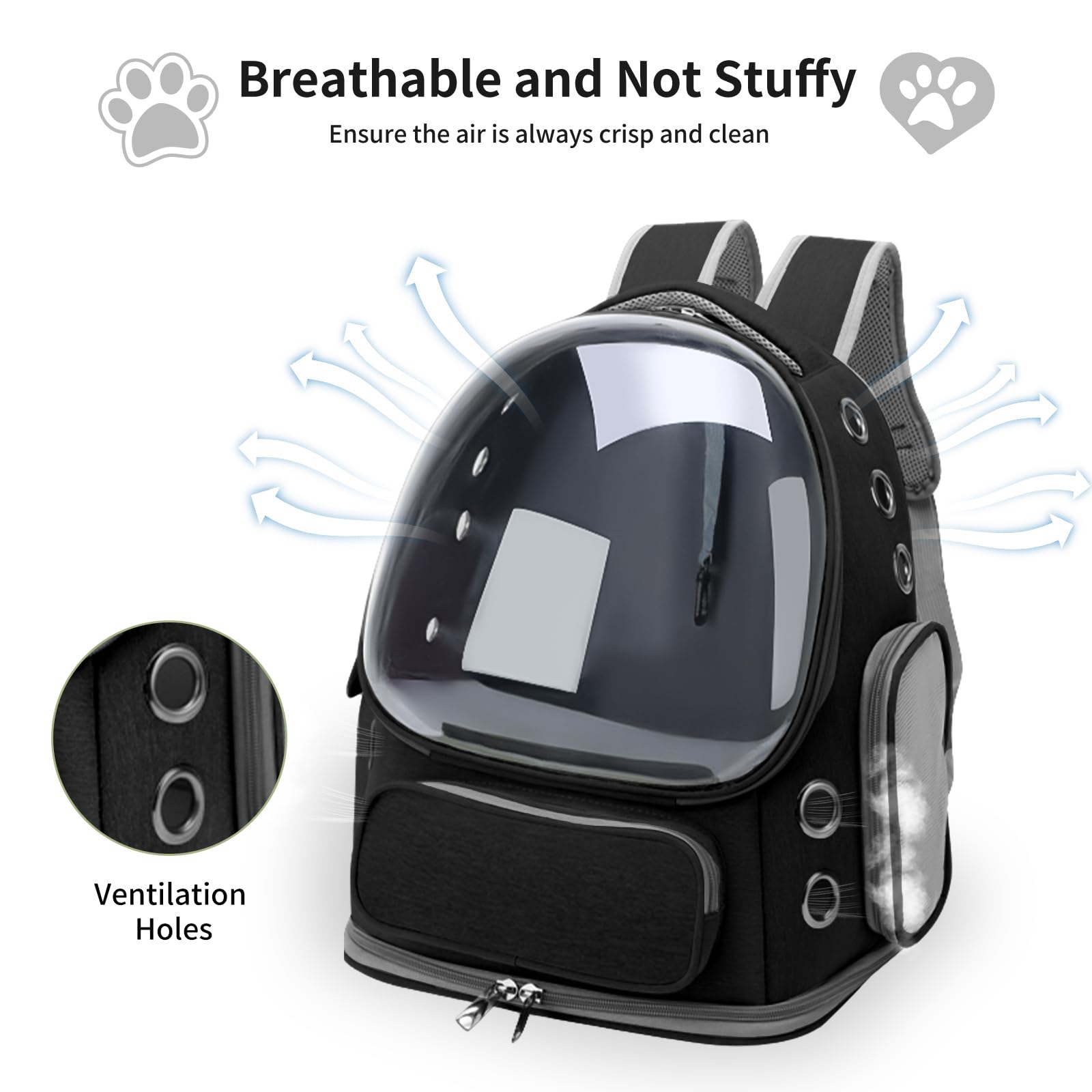 GixDix cat backpack carrier ventilation mesh provides steady airflow for comfort
