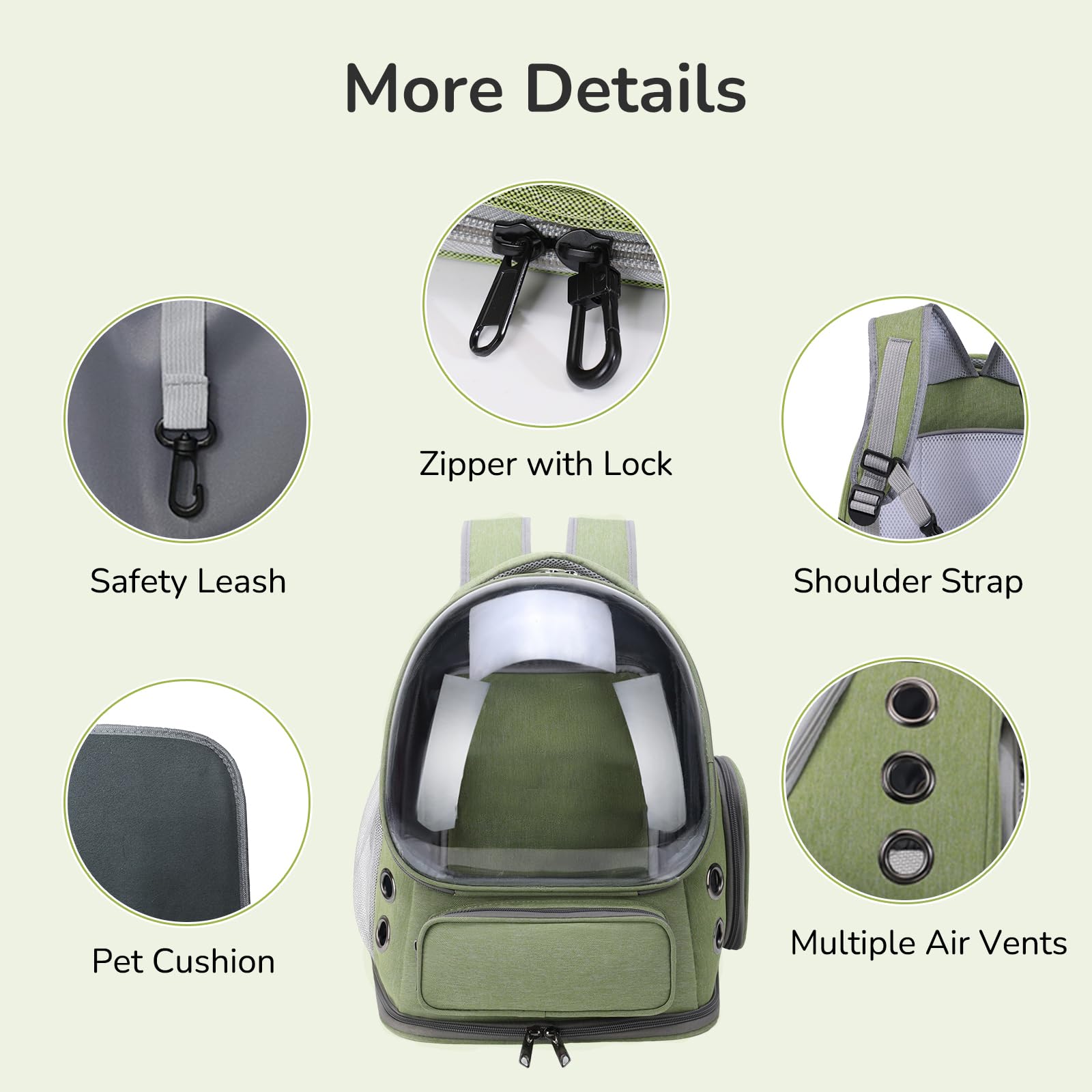 GixDix cat backpack safety zipper ensures secure enclosure and escape prevention.