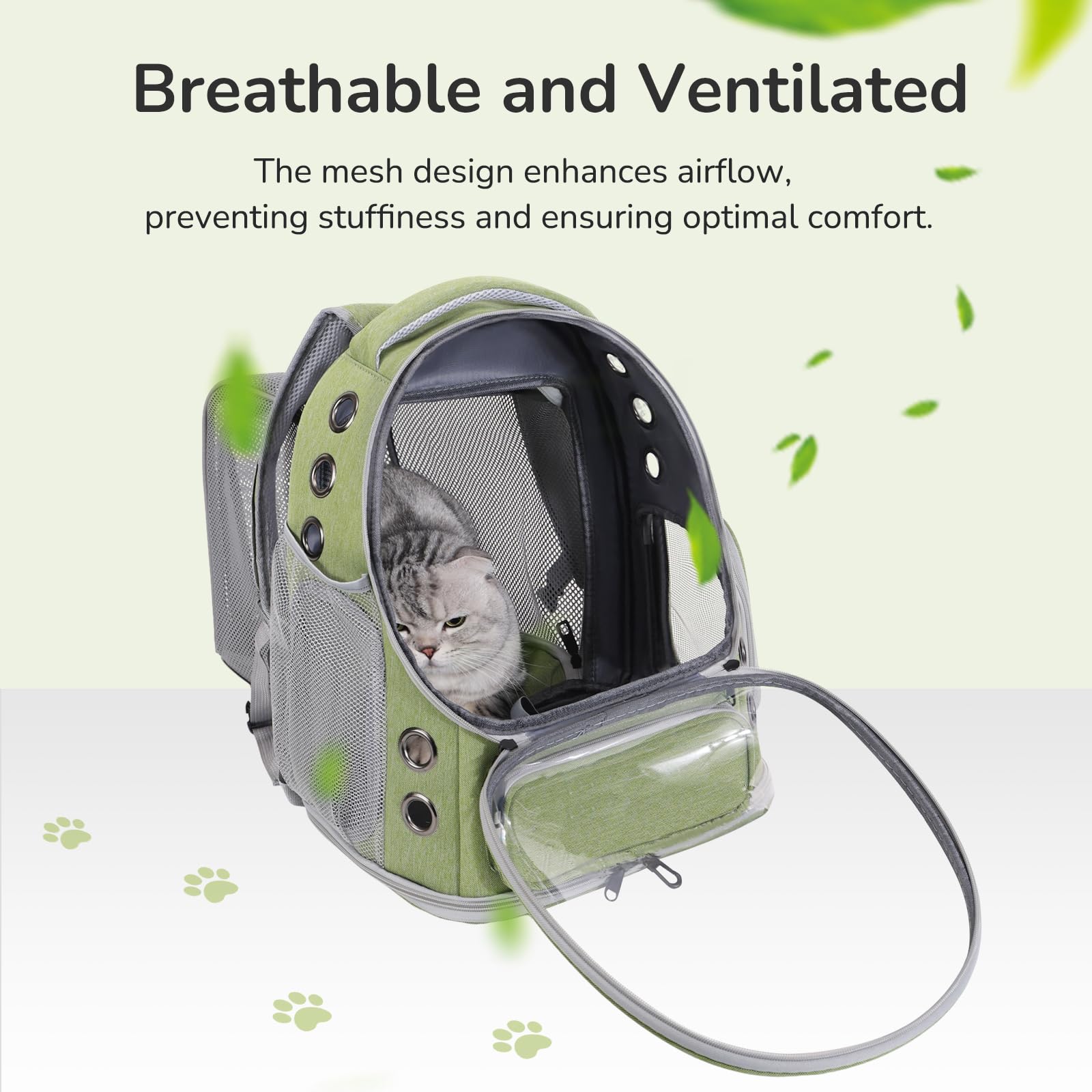 GixDix cat backpack ventilation mesh delivers three breathable panels for airy, comfortable journeys.