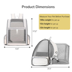 GixDix expandable cat backpack interior with pet visible through mesh for comfort.