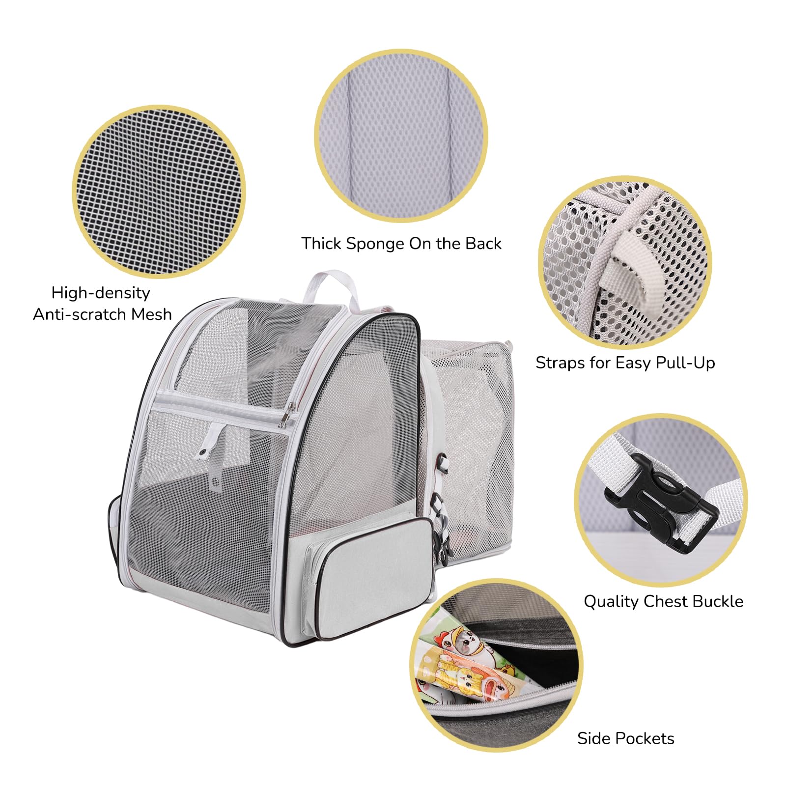 GixDix expandable cat backpack removable pad offers cozy rest on the go.