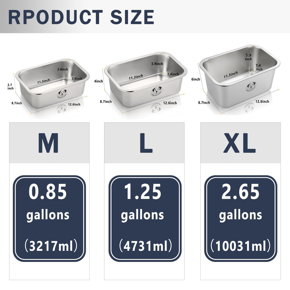 GIXSEGIE XL stainless steel bowl dimensions for large breed meals.