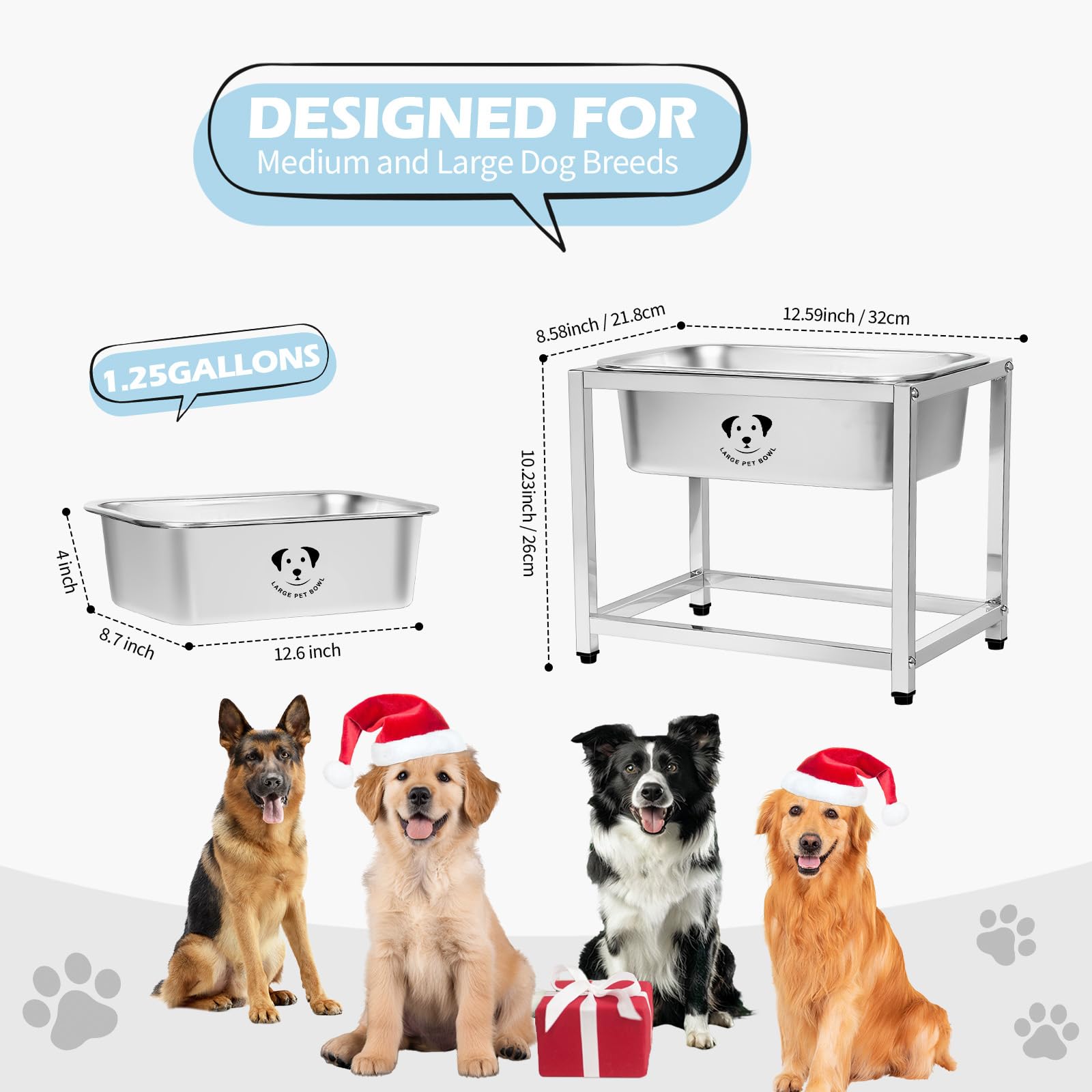 GIXSEGIE stainless steel dog bowl shines with rust resistance and easy cleaning.