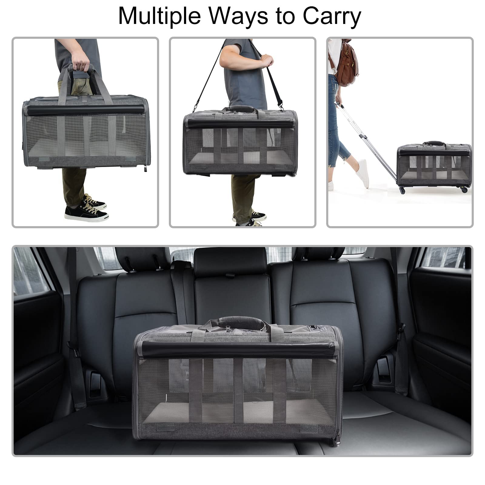 GJEASE Cat Rolling Carrier durable cation linen and polyester construction resists wear.