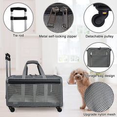 GJEASE Cat Rolling Carrier side pockets store essentials during trips.