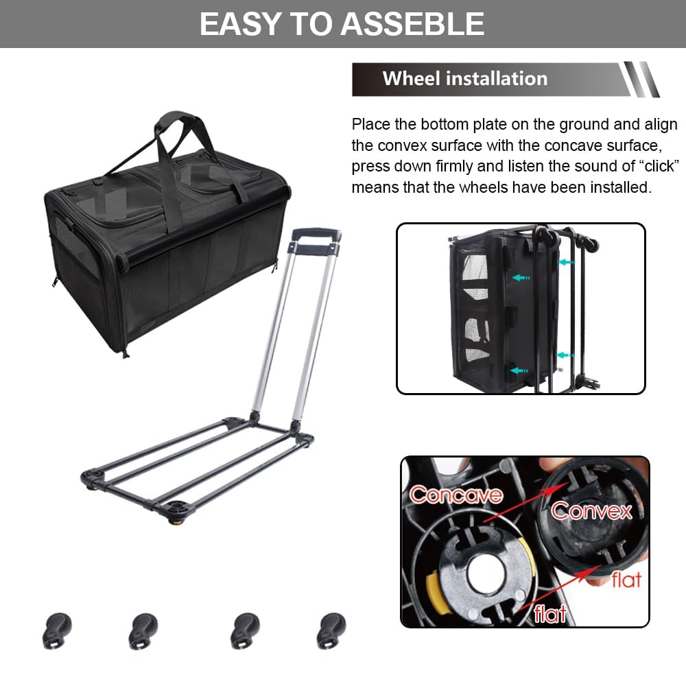 GJEASE Cat Rolling Carrier supports up to 35 lbs in single-compartment mode.