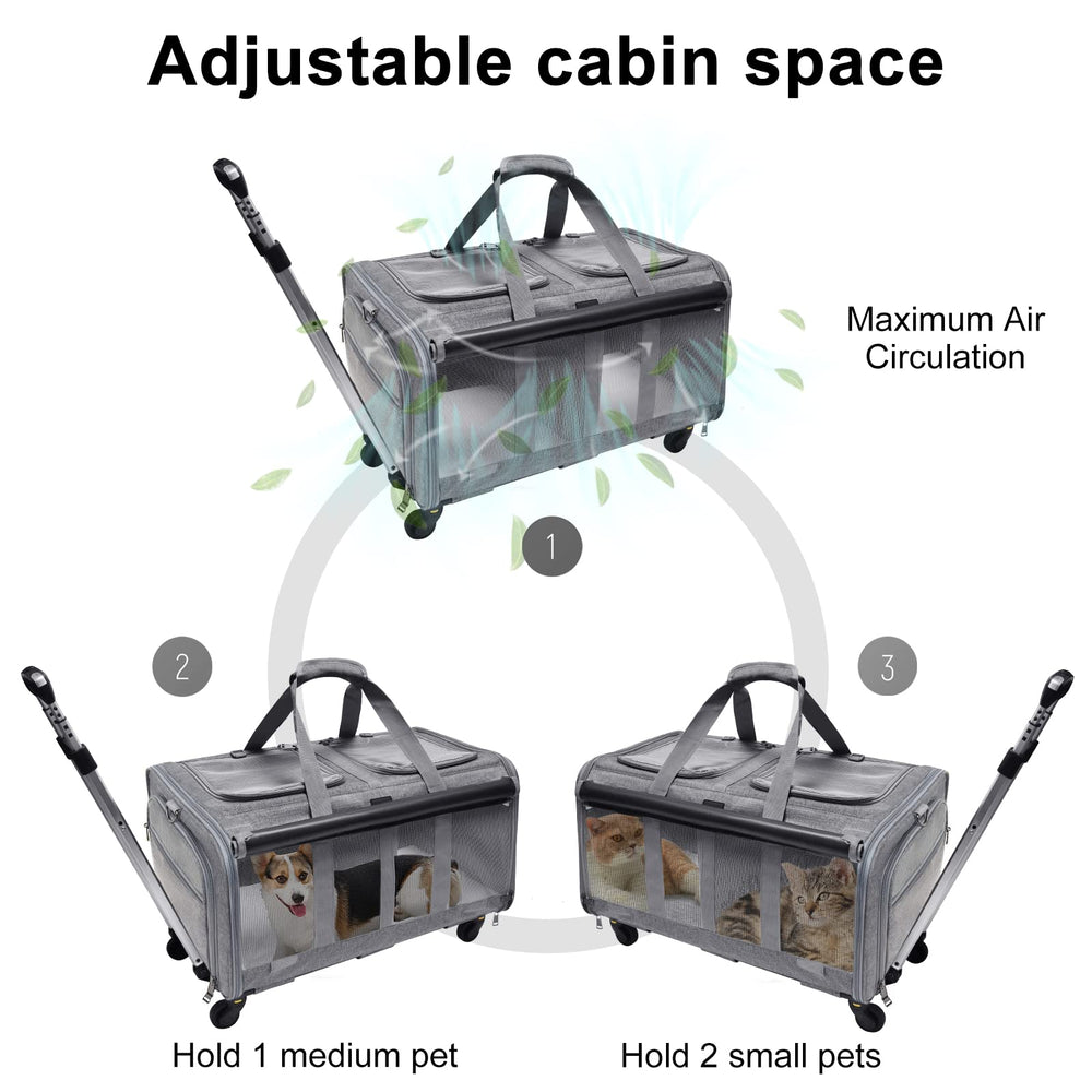 GJEASE Cat Rolling Carrier has breathable mesh windows for ventilation and visibility.