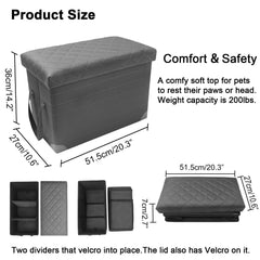 GJEASE dog car seat extender with two dividers keeps belongings organized on trips.