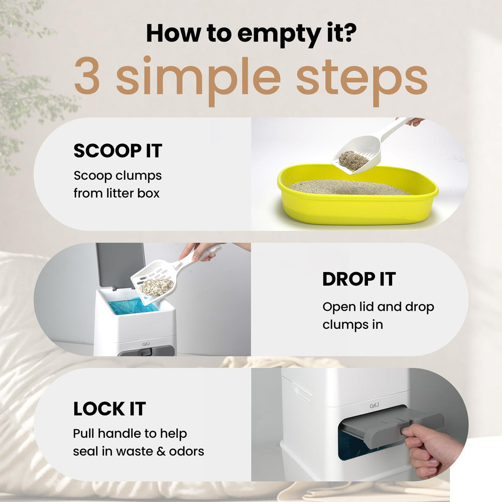 GKJ cat litter trash can refill bag included for long-lasting freshness