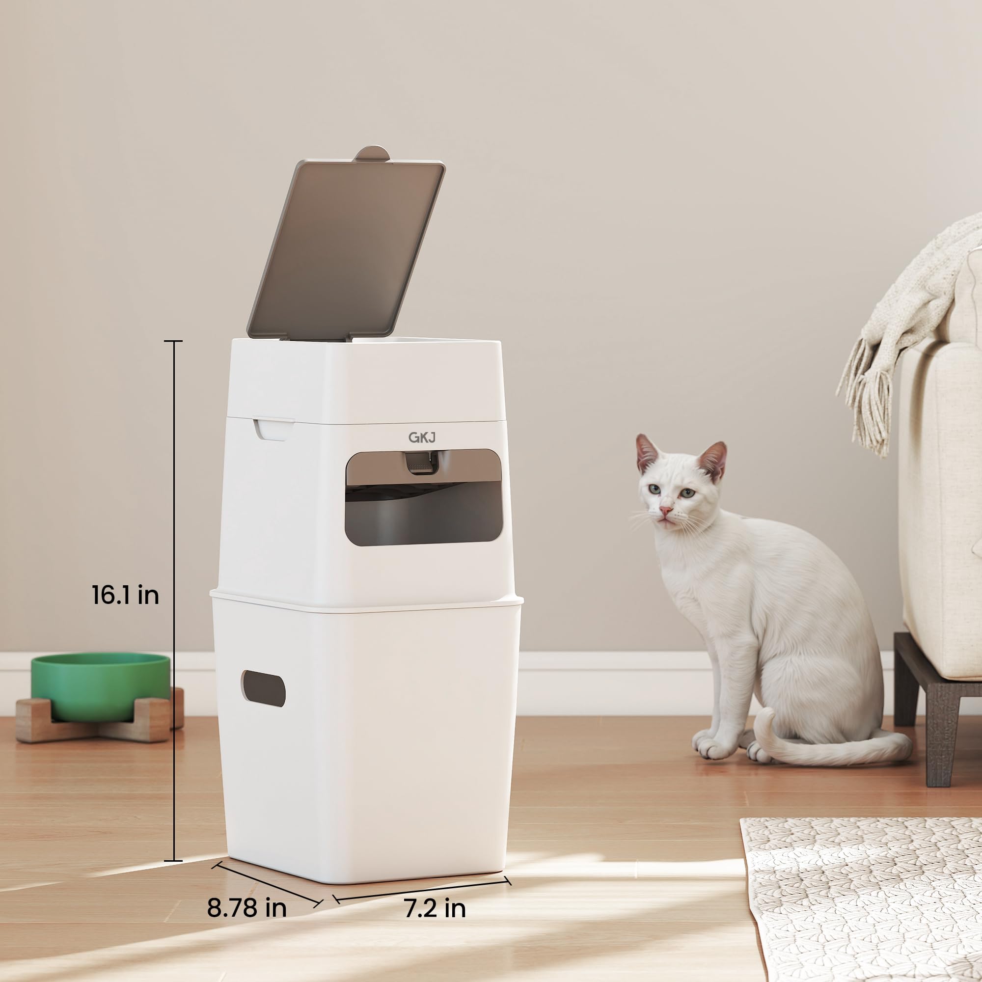 GKJ cat litter trash can blends with any room while staying clean
