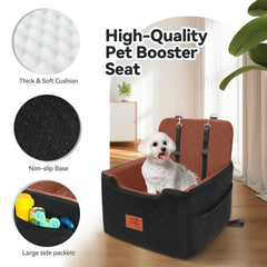 GL GLENSLAVE dog car seat in-use demonstrates compact booster with safety straps