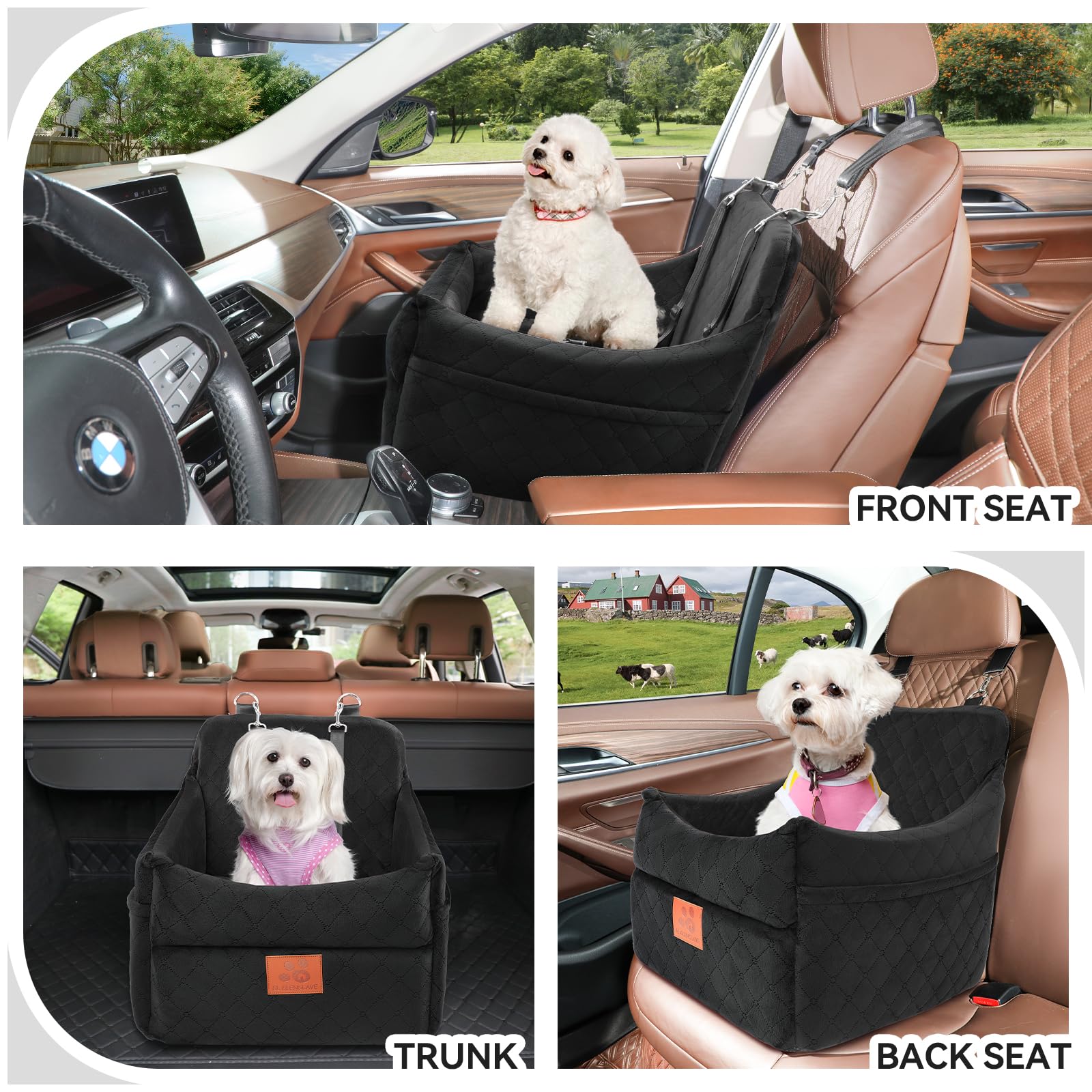 GL GLENSLAVE dog car seat side pocket view showing extra storage for accessories