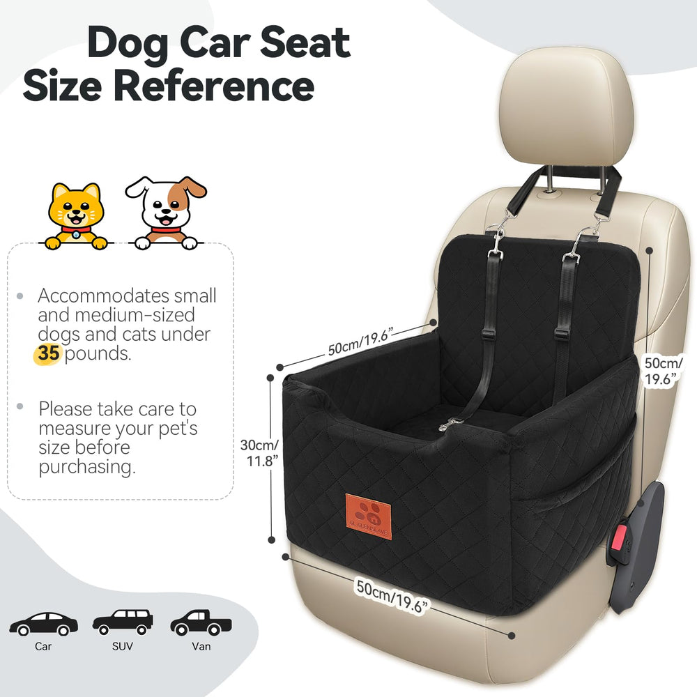 GL GLENSLAVE car seat with two safety belts enhances pet security