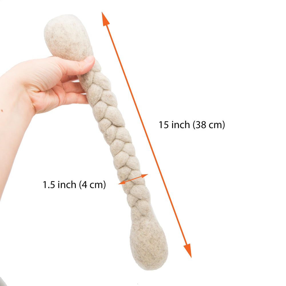 Glaciart One biodegradable wool texture supports eco-friendly dog toys.
